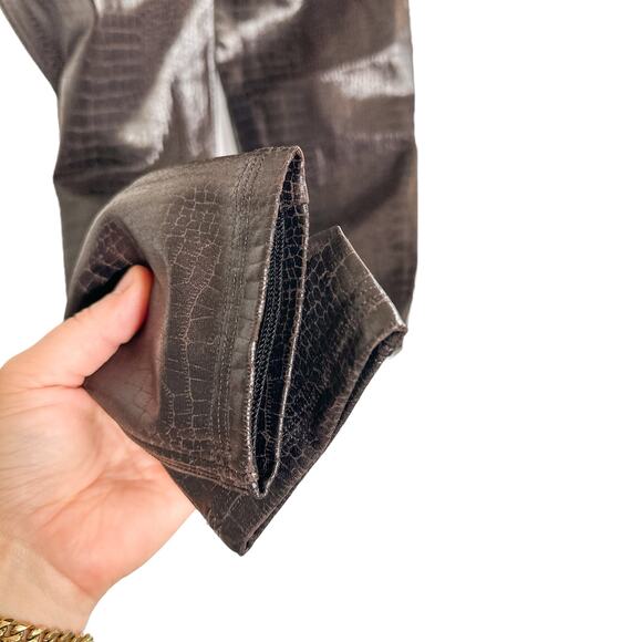 Spanx Faux Leather Croc Shine High Waisted Leggings 20303R Dark Brown Small - Picture 8 of 16